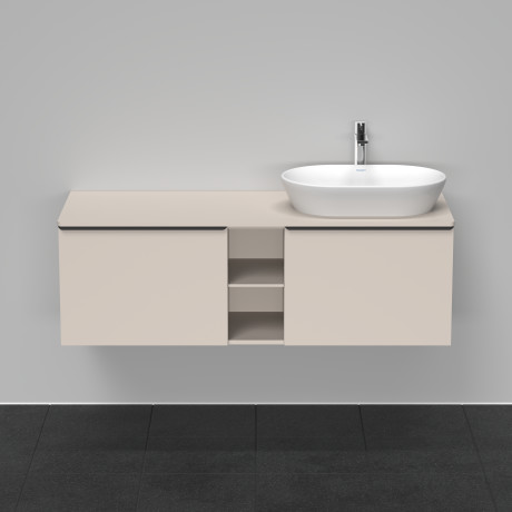 Тумба подвесная под раковину справа DURAVIT D-Neo DE4950R9191 1400 мм х 550 мм, с 2 выдвижными ящиками и открытой полкой, серо-коричневый матовый
