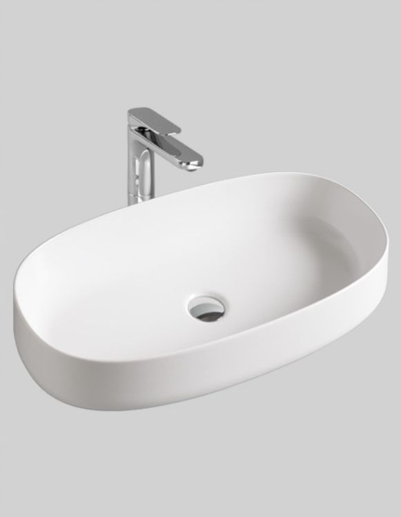 Раковина накладная ARTCERAM COGNAC COL005 17 00 680 мм х 350 мм, без отверстия под смеситель, без перелива, чёрный матовый