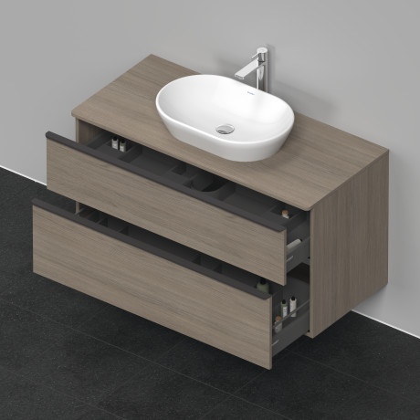 Тумба подвесная под раковину DURAVIT D-Neo DE496903535 1200 мм х 550 мм, с 2 выдвижными ящиками и консолью, дуб терра