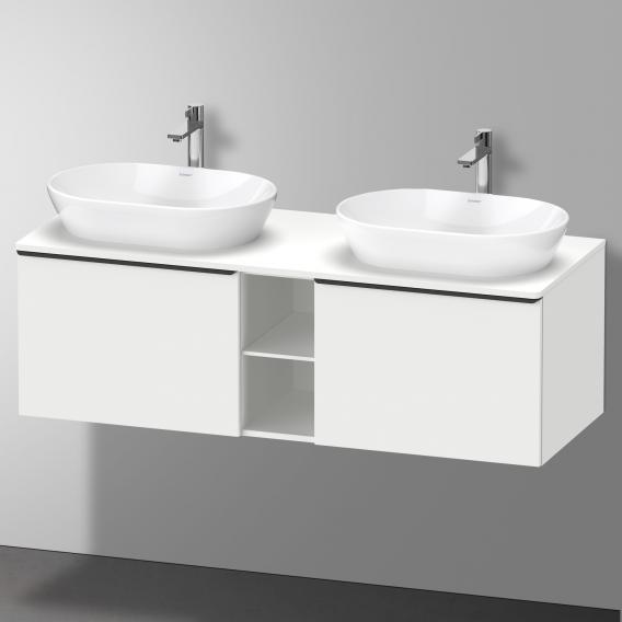 Тумба подвесная под две раковины DURAVIT D-Neo DE4950B1818 1400 мм х 550 мм, с 2 выдвижными ящиками и открытой полкой, белый матовый