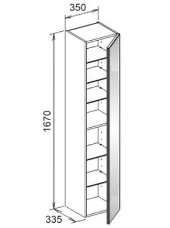 Высокий шкаф-пенал Keuco Royal Reflex  34030 570002 корпус матовый лак/фасад стекло черный