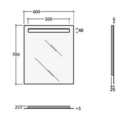 Зеркало с подсветкой GLOBO MIRROR FRAMES BPS060 600 мм х 700 мм, с сенсорным выключателем, серое