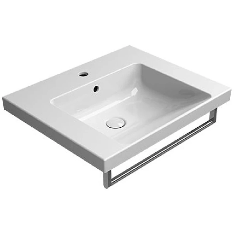 Раковина подвесная/встраиваемая GSI NORM 8635111 600 мм х 500 мм, с 1 отверстием под смеситель, с переливом, белая глянцевая