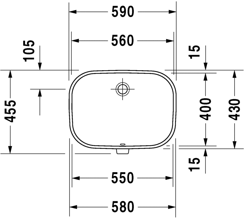 Раковина встраиваемая снизу  Duravit d-code 0338560000 56х45 см