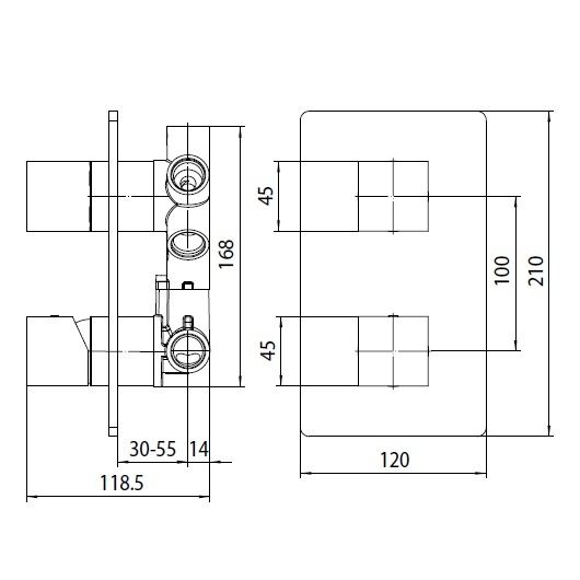 Наружная часть смесителя для ванны BOSSINI CUBE NEW Z00062.073 Чёрный матовый
