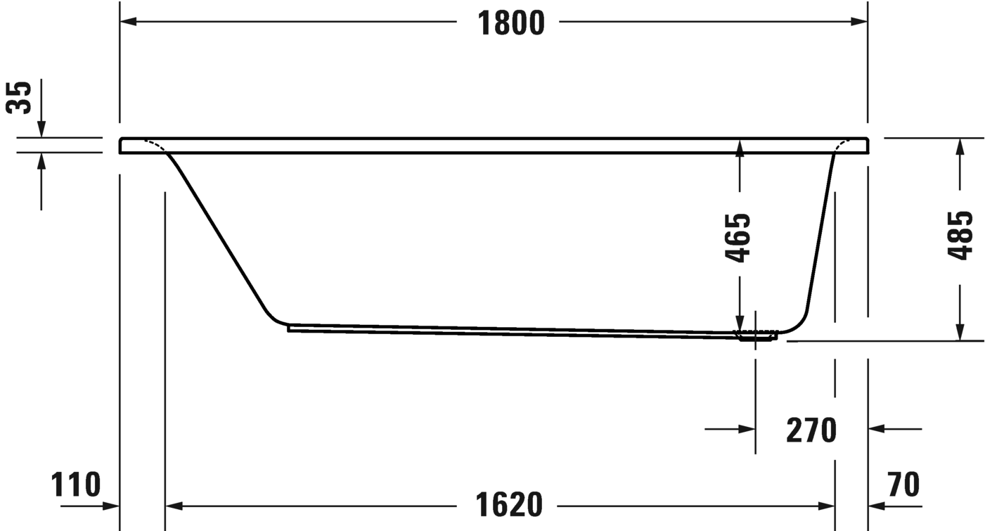 Встраиваемая акриловая ванна Duravit D-Neo 700475000000000 1800 мм х 800 мм, c одним наклоном для спины, белая