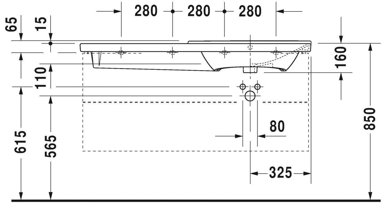 Раковина подвесная Duravit P3 comforts 2334120000 125х49см (изделие снято с производства)