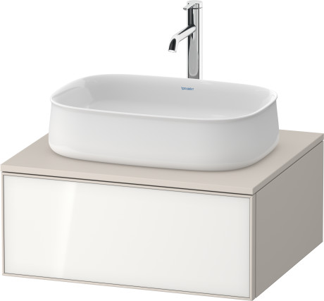 Тумба подвесная под раковину DURAVIT ZENCHA ZE4810064830000 550 мм х 650 мм х 281 мм, с 1 выдвижным ящиком, белое стекло/серо-коричневый суперматовый