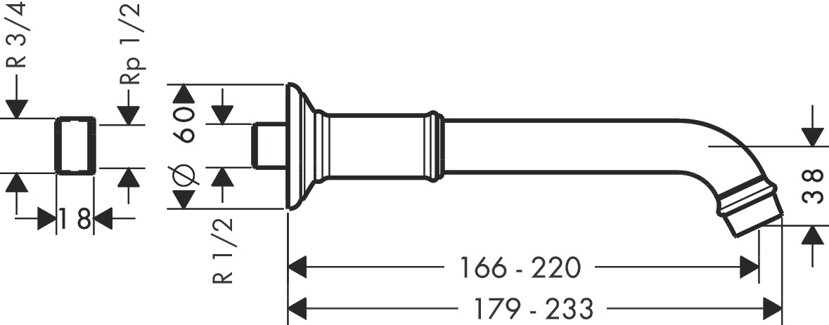 Излив для ванны AXOR Montreux 16541000 Хром