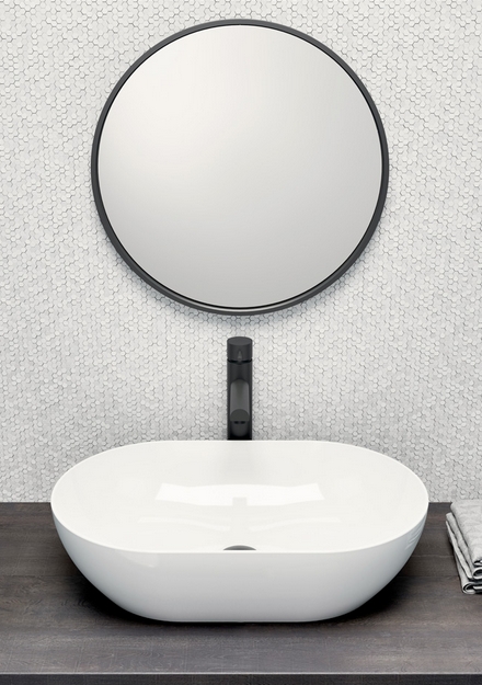 Раковина-чаша накладная овальная GSI PURA 883426 600 мм х 370 мм, без отверстия под смеситель, Чёрный матовый Ardesia