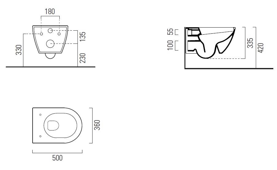 Унитаз подвесной безободковый GSI PURA 8816FR508 500 мм х 360 мм, с Swirlflush 2.0, с крепежом, цвет Creta Matte (старый артикул 881608 / 8816FR208)