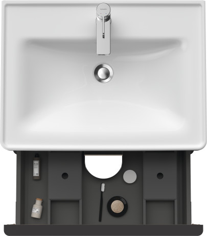 Тумба подвесная под раковину DURAVIT D-Neo DE435407575 634 мм х 452 мм, с выдвижным ящиком и выдвижным отделением, лён