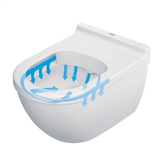 Унитаз подвесной Duravit Starck 3 25270900001 с вертикальным смывом, без сидения, с покрытием WonderGliss, безободковый, с креплением, белый