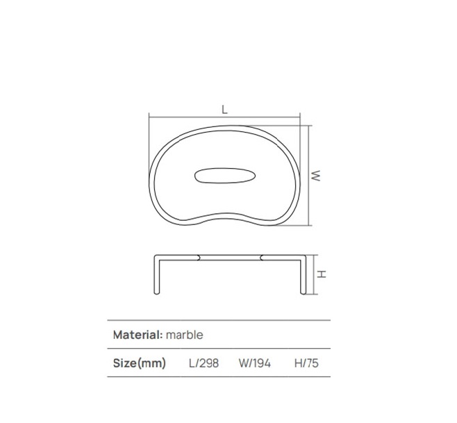 Контейнер для салфеток настольный  DEA DESIGN   MIA fagiolo   DD1656 SS   298х194хh75 мм,  из мрамора цвет Stone Silk (SS)