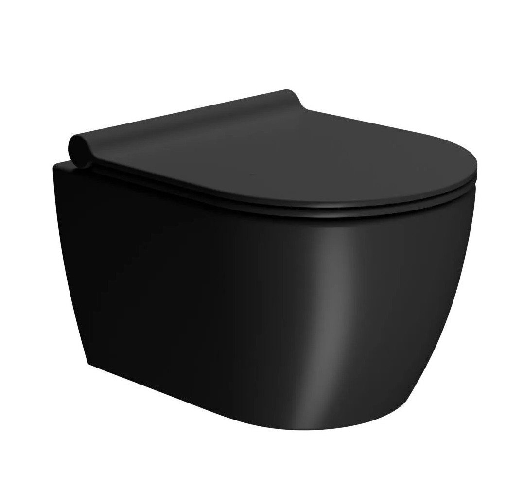 Сиденье для унитаза с крышкой GSI PURA MS76SN26 420 мм х 360 мм, SoftClose, цвет Чёрный матовый Ardesia