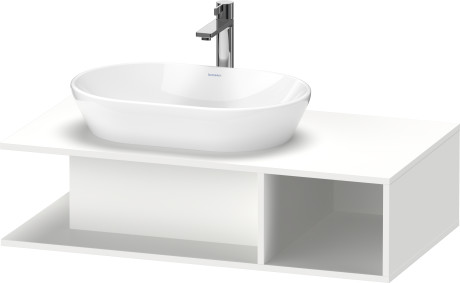 Тумба подвесная под раковину слева DURAVIT D-Neo DE492901818 1000 мм х 550 мм, с открытой боковой полкой справа и консолью, белый матовый