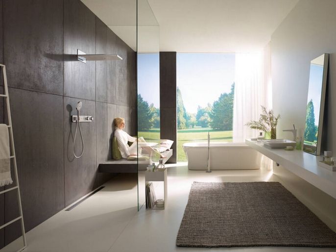 Верхний душ с настенным держателем Hansgrohe Rainmaker Select 460 3jet 24017400 Хром/Белый