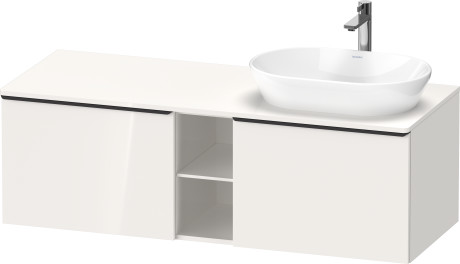 Тумба подвесная под раковину справа DURAVIT D-Neo DE4950R2222 1400 мм х 550 мм, с 2 выдвижными ящиками и открытой полкой, белый глянцевый