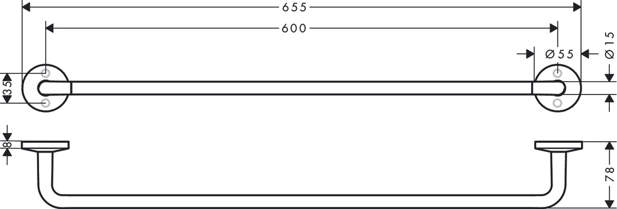 Полотенцедержатель AXOR Universal Circular 42860670 600 мм, матовый чёрный