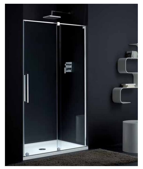 Дверь левая раздвижная в нишу Provex S-Lite 0007 SN 05 GL L 1200 мм х 1950 мм, блестящий алюминий/стекло прозрачное