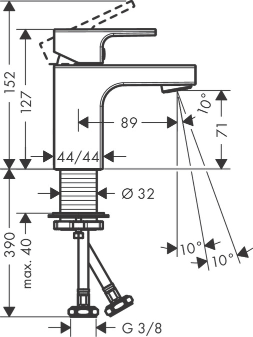 Смеситель для раковины HANSGROHE Vernis Shape 7156700 без сливного набора, хром
