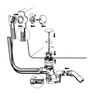 Слив-перелив для ванны  Laufen    2.9511.0.004.000.1  полуавтомат,  белый пластик/хром