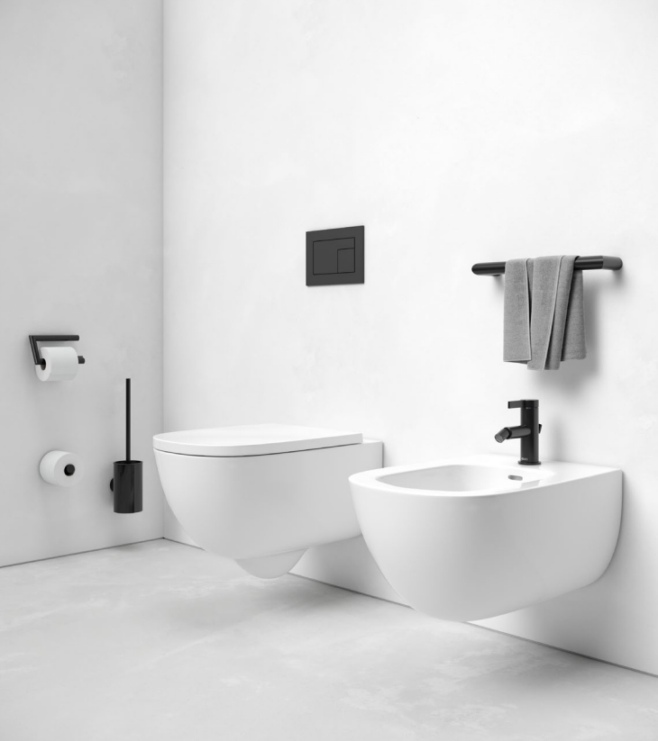 Полотенцедержатель KEUCO COLLECTION REVA 12801 370600 600 мм, со встроенным крючком, чёрный матовый