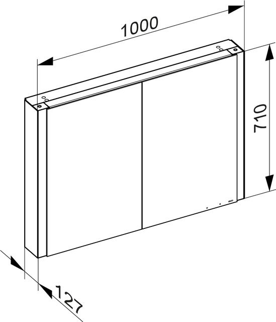 Зеркальный шкаф с подсветкой и подогревом для настенного монтажа KEUCO Somaris 14503 512101 127 мм х 1000 мм х 710 мм, с 2 поворотными дверцами, цвет корпуса Белый матовый