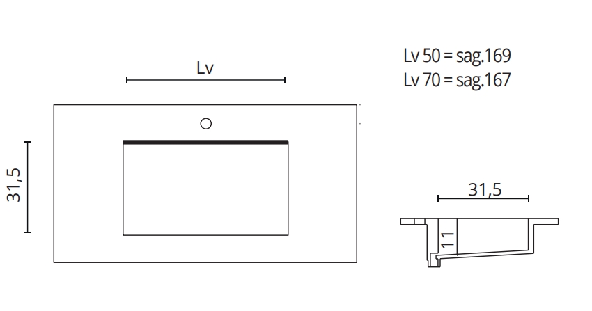 Раковина со столешницей BMT IKON FESSURA 870 811 109 01.4 F   1090х22х502 мм, с отверстием под смеситель, белый матовый