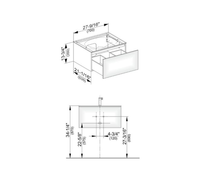 Тумба подвесная под раковину KEUCO EDITION 11 31341 140000 с одним выдвижным фронтом, корпус матовый лак/фасад глянцевое стекло, трюфель