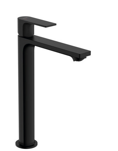 Однорычажный смеситель для раковины HANSGROHE REBRIS E 72591670 240 мм, с CoolStart, с донным клапаном, чёрный матовый