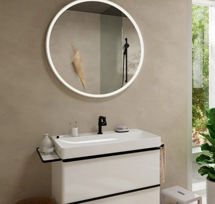 Однорычажный смеситель для раковины Hansgrohe Tecturis S 73310670 со сливным гарнитуром, цвет Чёрный матовый