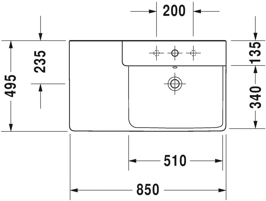 Раковина подвесная Duravit P3 comforts 2334850000 85х49см (изделие снято с производства)