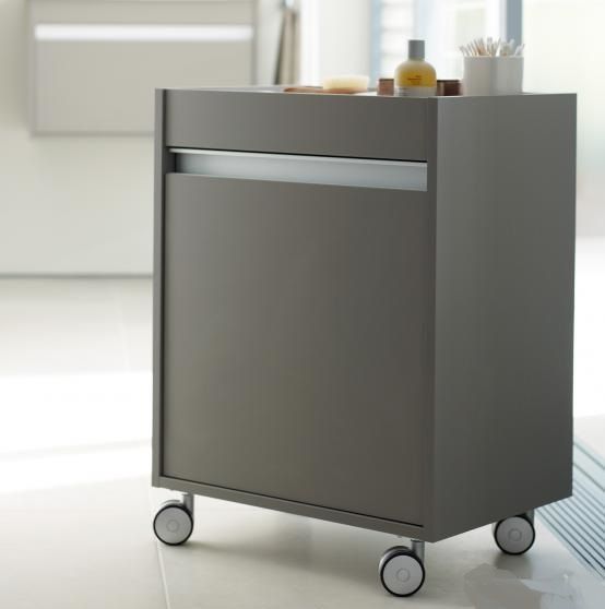 Тумба мобильная Duravit Ketho KT 2530 R 43 правая, с полками, с колёсиками, базальт матовый