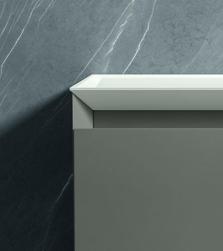 Раковина со столешницей BMT IKON TRIA RIM 870 811 109 02.4 TRR  1090х22х502 мм, с отверстием под смеситель, с бортиком, цвет белый матовый