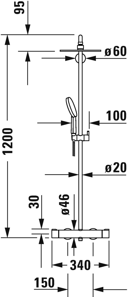 Душевая система для ванны Duravit С.1 C14280008010 , хром