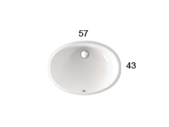 Раковина встраиваемая снизу GLOBO SIBARI VA018BI 570 мм х 430 мм х 200 мм, с переливом, белая глянцевая