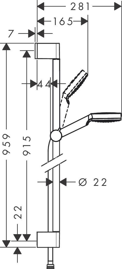 Душевой гарнитур HANSGROHE Crometta 26539400 1jet, со штангой 90 см, с ручным душем и шлангом, с EcoSmart, цвет Белый/Хром