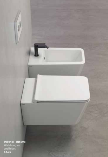 Биде подвесное GLOBO INCANTHO INS09BI 350 мм х 540 мм, с отверстием под смеситель, с креплением, белый глянцевый