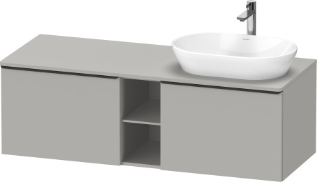 Тумба подвесная под раковину справа DURAVIT D-Neo DE4950R0707 1400 мм х 550 мм, с 2 выдвижными ящиками и открытой полкой, серо-коричневый матовый