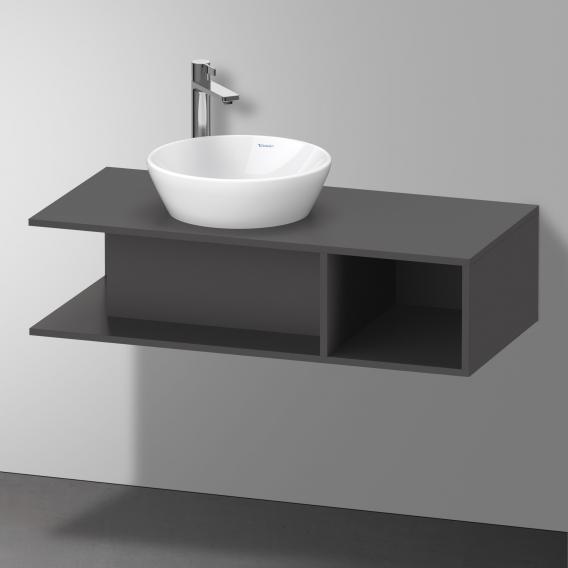 Тумба подвесная под раковину слева DURAVIT D-Neo DE491904949 1000 мм х 480 мм, с открытой боковой полкой справа и консолью, графит матовый