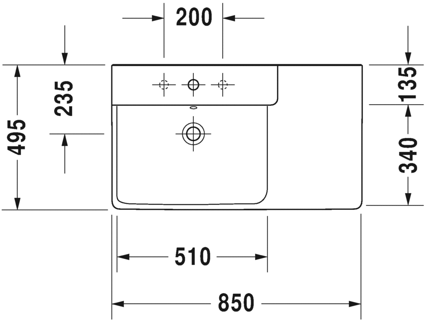 Раковина подвесная Duravit P3 comforts 2333850000 85х49см (изделие снято с производства)