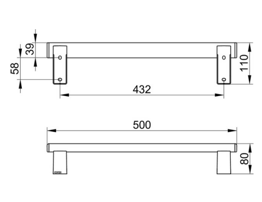 Поручень для горизонтального или вертикального монтажа KEUCO AXESS 35001 010500 500 мм, цвет Хром