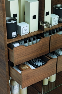 Зеркальный шкаф-пенал высокий  Laufen   Alessi One   4.5802.2.097.630.1  170 см, цвет орех, зеркальная дверь ,петли справа, 2 ящика