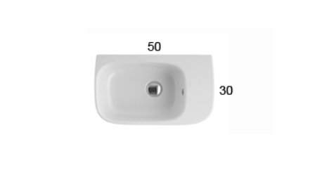 Раковина подвесная GLOBO GENESIS GE047BI 500 мм х 300 мм х 150 мм, с намеченным отверстием под смеситель, белый глянцевый