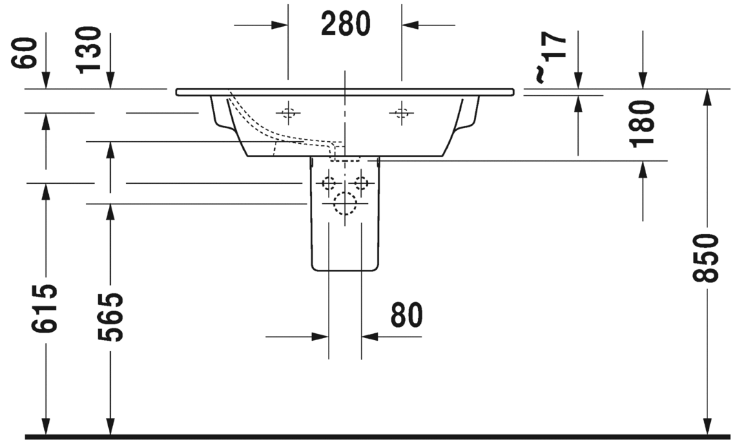 Раковина Duravit Me by Starck 2336830030 с 3 отверстиями под смеситель, с переливом,  белая