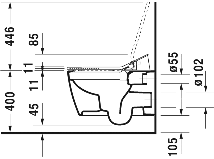 Унитаз подвесной Duravit Me by Starck Rimless 2529590000 с вертикальным смывом, для SensoWash, безободковый, с креплением Durafix, белый