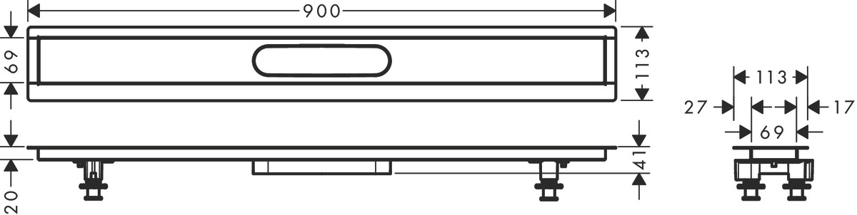 Универсальный монтажный набор HANSGROHE RainDrain 56013180 900 мм, для установки внешней части линейного слива