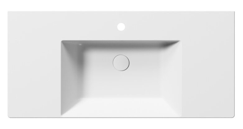 Раковина накладная/подвесная GSI KUBE X 9451109 1000 мм х 470 мм, с 1 отверстием под смеситель, с переливом, без крепежа, цвет Белый матовый
