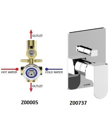 Внешняя часть однорычажного встраиваемого смесителя BOSSINI GILLO Z00737.043 на 2 выхода, цвет Сатинированное золото